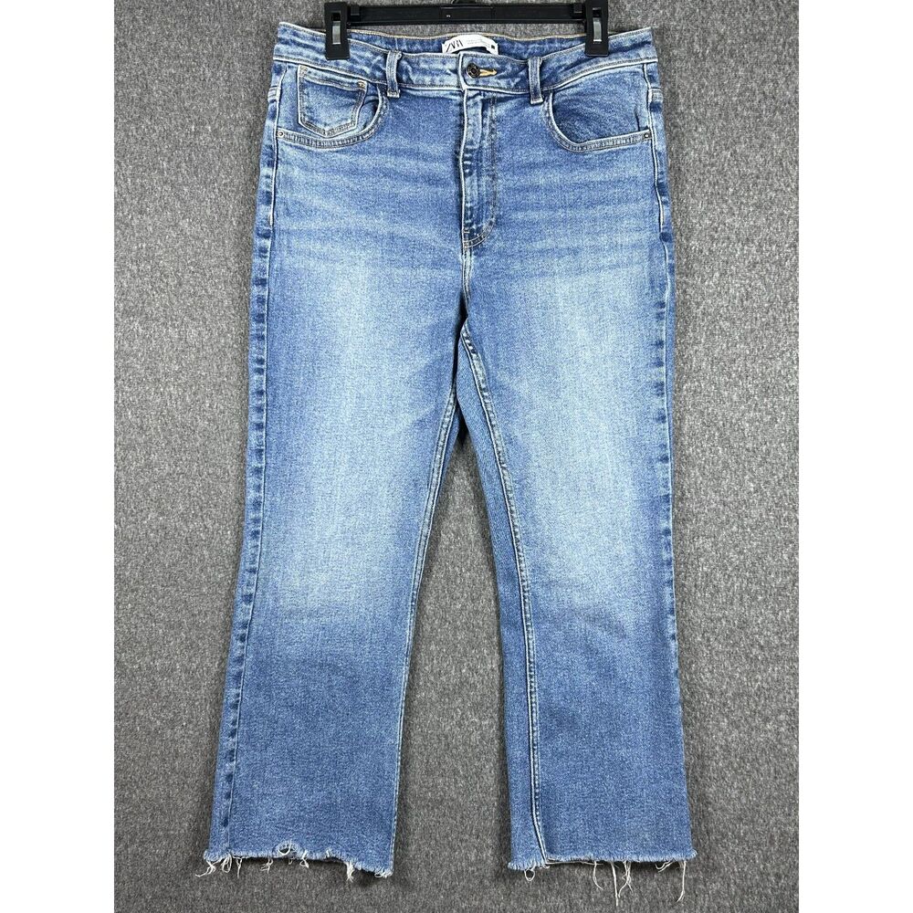 Zara High-Rise Cropped Flare Raw Hem Jeans – Size 10